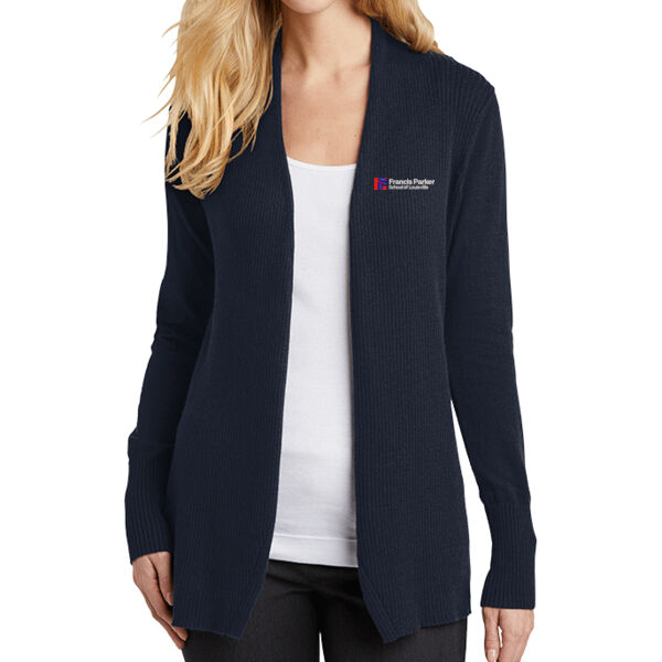Port Authority Ladies Open Front Cardigan Sweater - Embroidered Logo Thumbnail