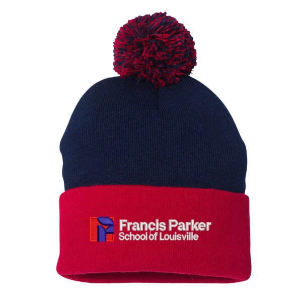 Pom-Pom 12" Knit Beanie - Embroidered Logo Thumbnail