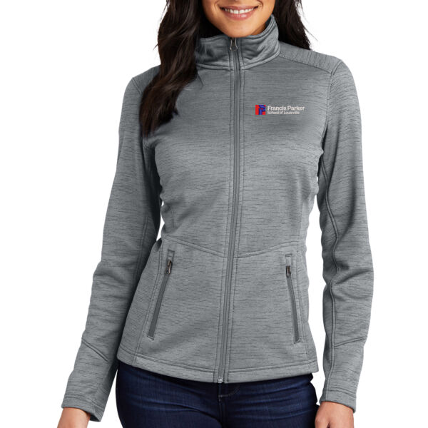 Ladies Digi Stripe Fleece Jacket - Embroidered Logo Thumbnail