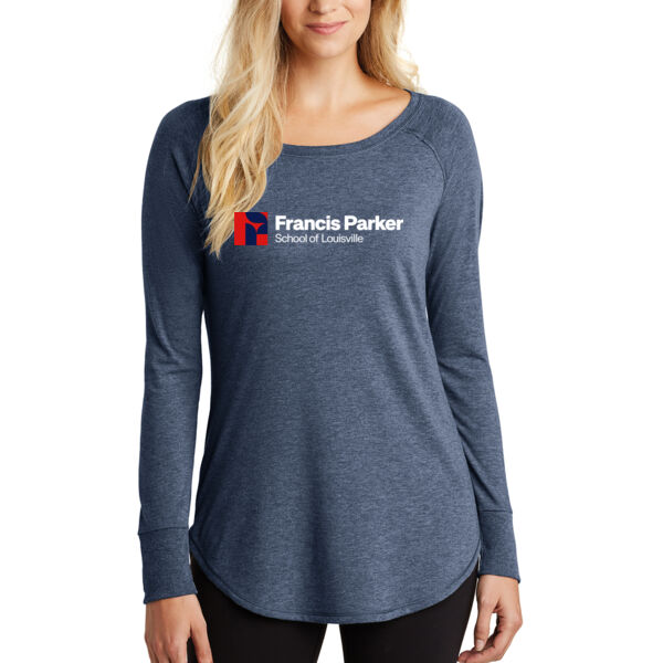 District Women's Perfect Tri Long Sleeve Tunic Tee - Screen Print Logo Thumbnail